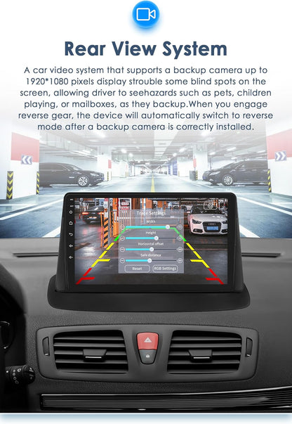 Ossuret Autoradio voor Renault Megane 3 2008-2014, 9inch Android 14 Aanraakscherm 2+32GB GPS Navigatie met Carplay Android Auto Bluetooth Ondersteuning WiFi DSP TPMS OBD2 Stuurwielbediening DAB+