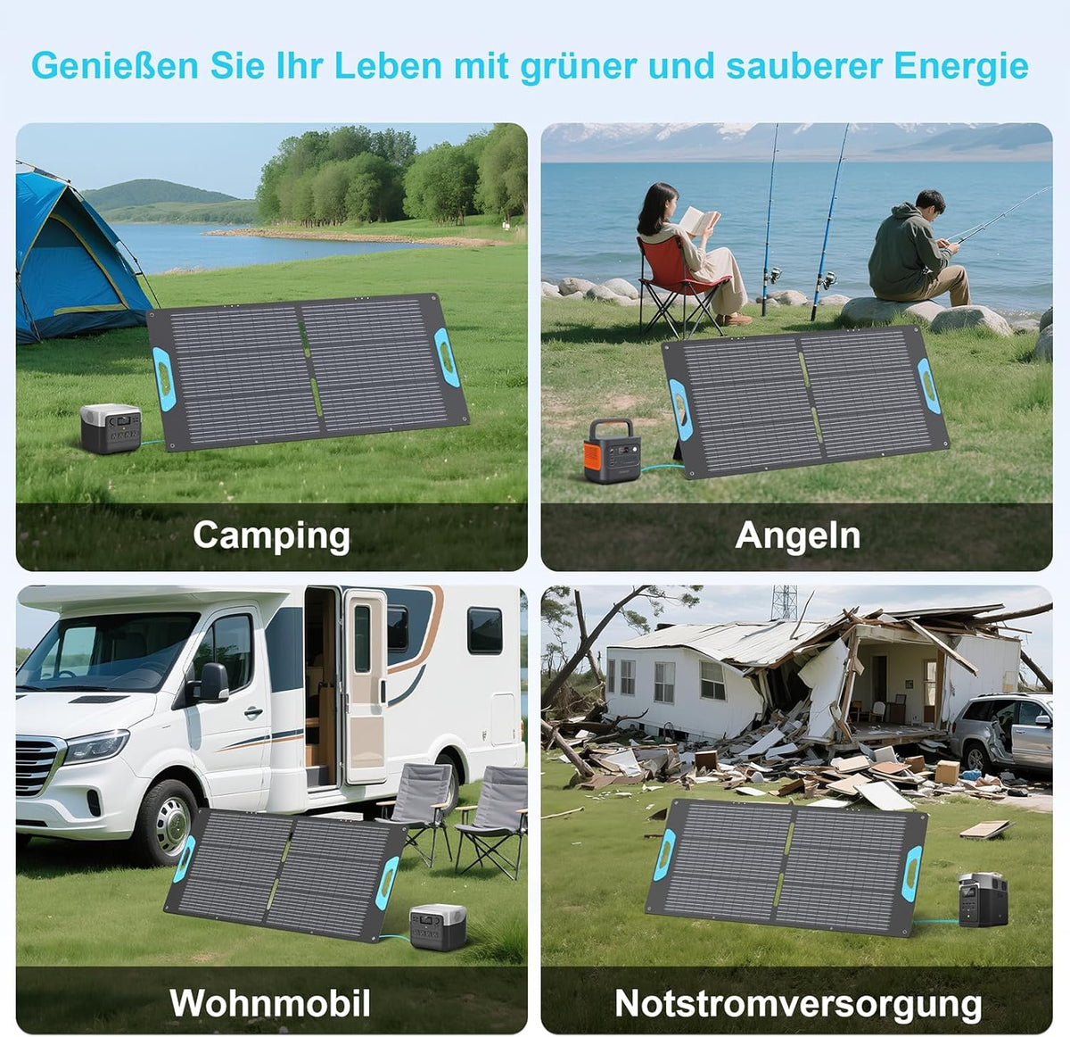 Opvouwbaar zonnepaneel, 110 W, IP67 waterdicht, USB-C PD 65 W & QC3.0 USB-A, 23,5% rendement, compatibel met powerstations, voor camping, camper en outdoor