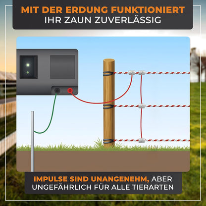 Hobby-wilgenhek starterset Ellofence - wilgenafrastering, wilgenband 200 m, grondpaal, isolatoren, tester