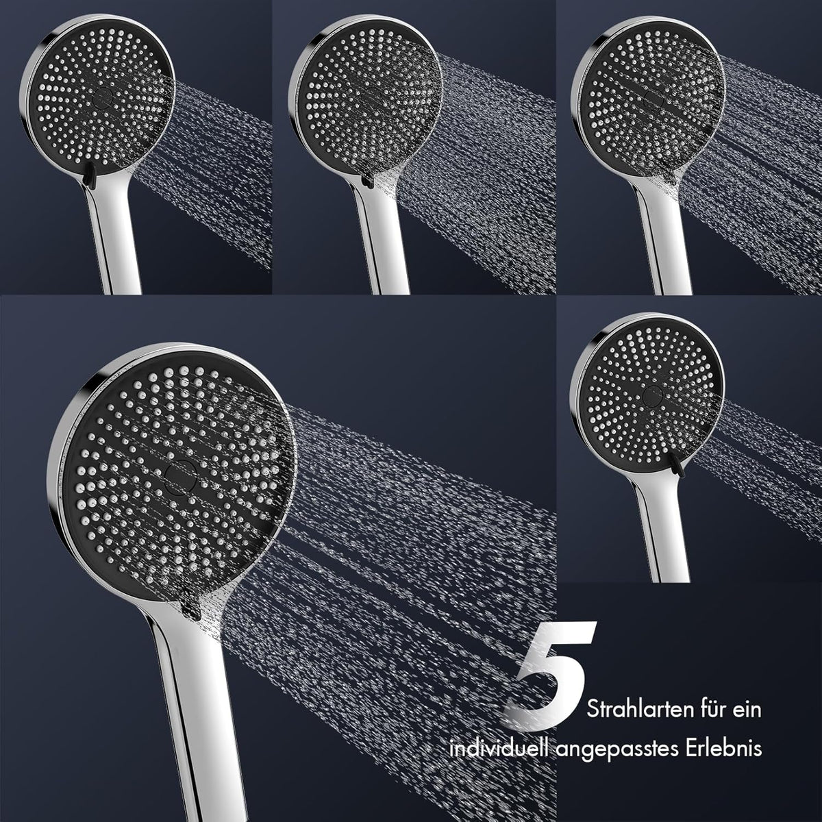 Douchesysteem – Douche Set – Regendouche – Handdouche – Watervaluitloop – Inclusief Glazen Plank – 5 Sproeistanden – 25 cm Regendouche