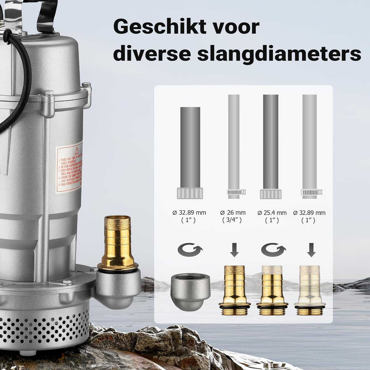 Vuilwaterpomp 370W 1500l/h dompelpomp incl. 20m slang bouwpomp pomp