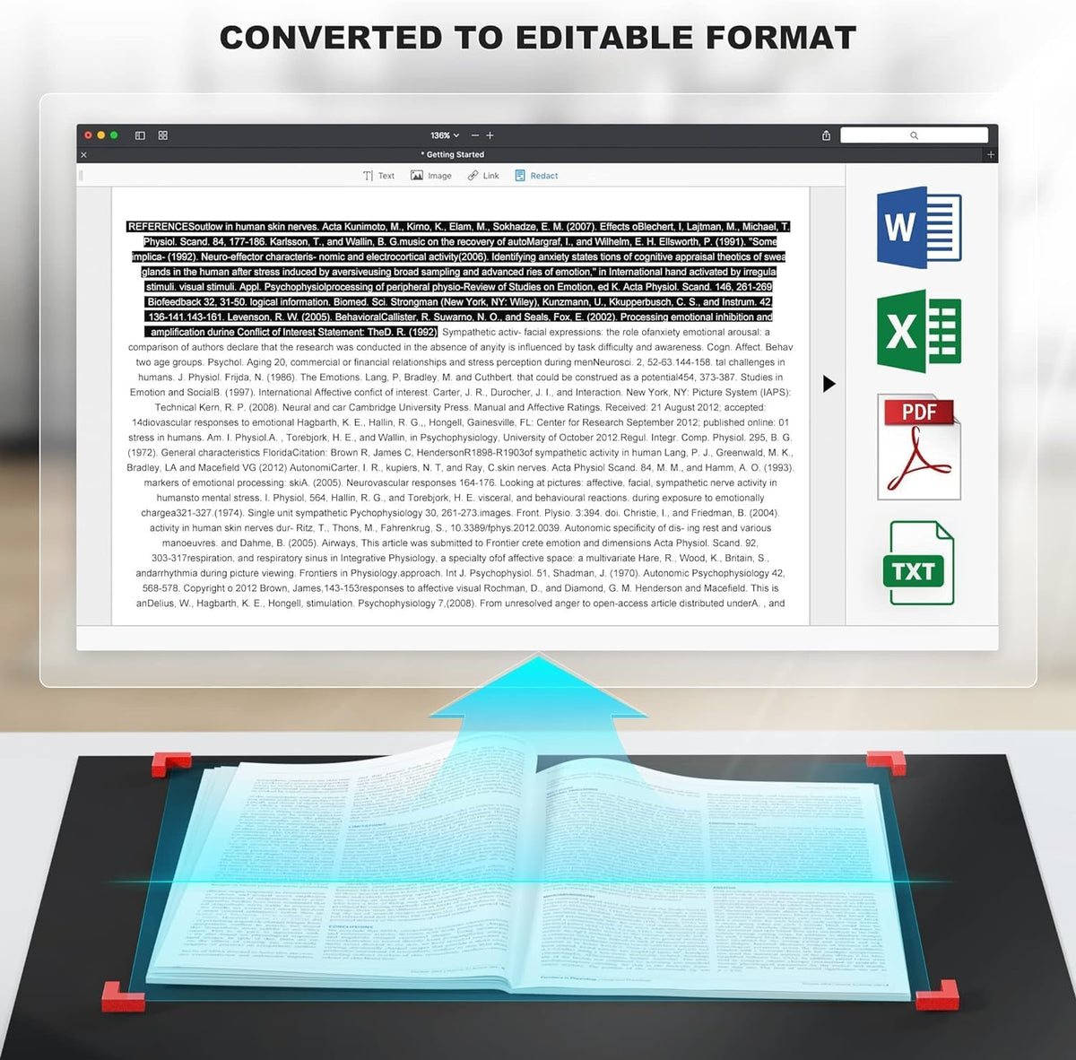 JOYUSING 16 MP boek- en documentscanner, 2e generatie automatische afvlak- en loslooptechnologie, A3, A4, OCR, conversie naar PDF/Word/Txt/Excel op Windows en PDF