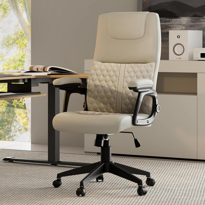 PU Lederen Bureaustoel – Ergonomische Bureaustoel – Executive Stoel – Comfortabele Werkstoel – Bureaustoel Met Lendensteun – Verstelbare Rugleuning 90-135° – Gewatteerde Armleuningen