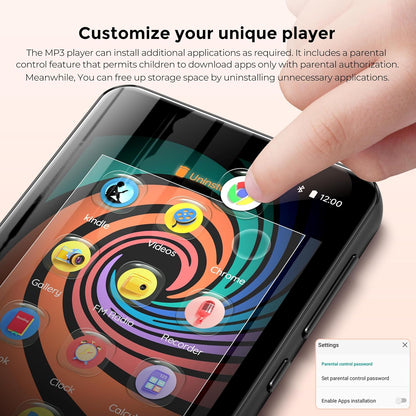 MP3 Speler – Muziekspeler – MP4 Speler – Draagbare Muziekspeler – Audio Speler – 160GB Opslag – Bluetooth & Touchscreen – Grijs
