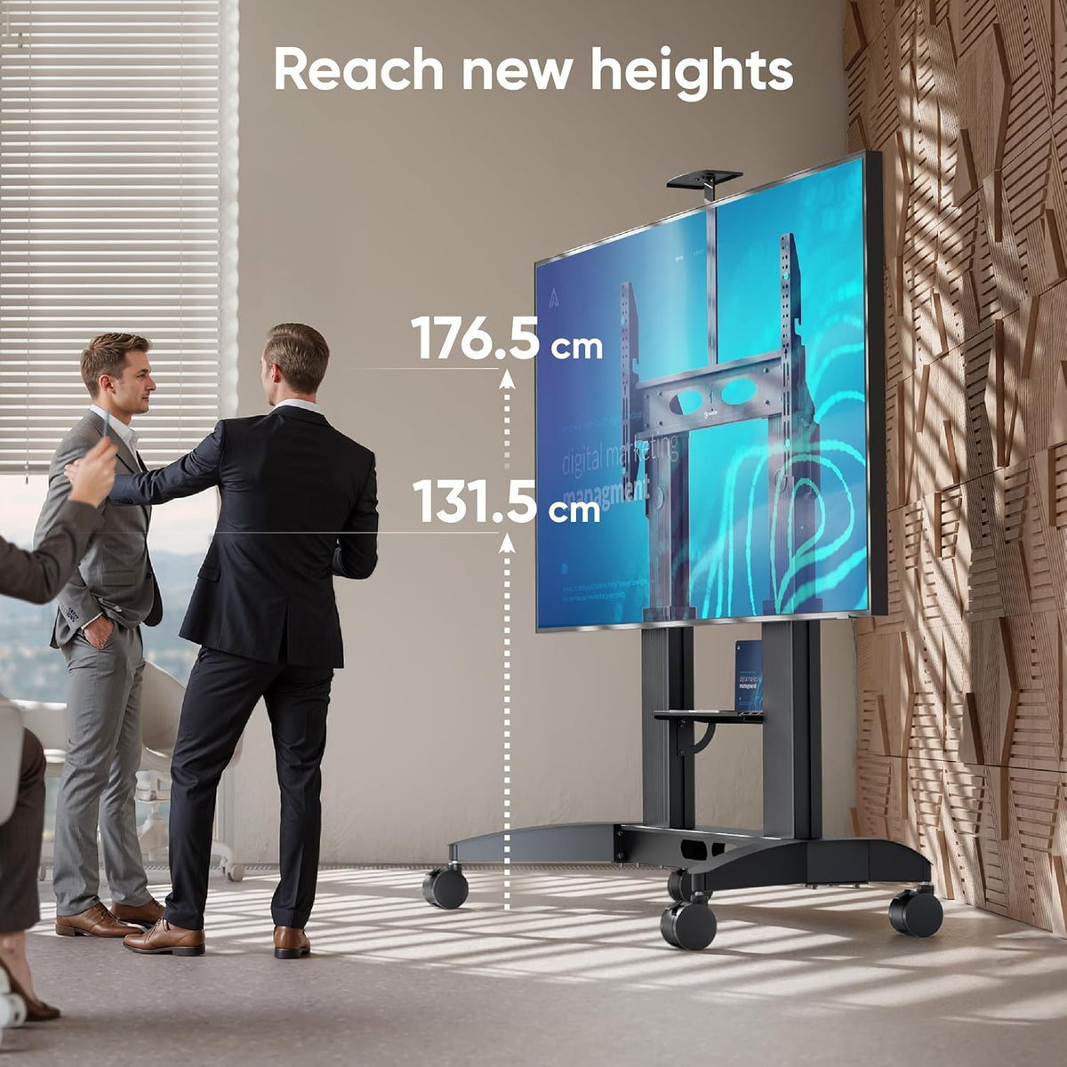 Verrijdbare TV-standaard – TV-wagen, TV-voet, vloerstandaard, tv-stand met wielen – Zwart – Voor 70-110 inch tv's – Draagvermogen tot 130 kg