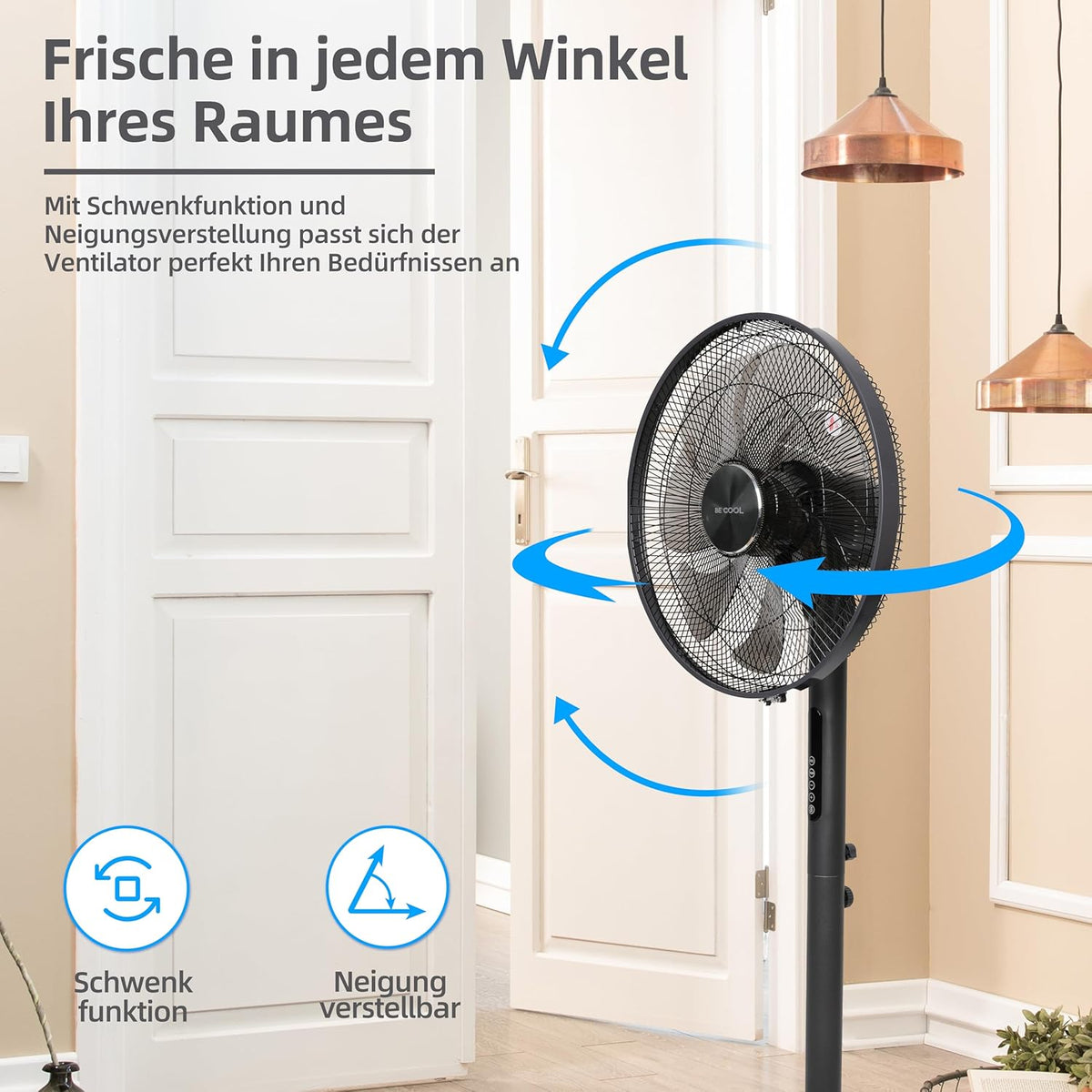 Staande Ventilator – Ventilator – Vloerventilator – Voetventilator – Statiefventilator – Zwart – 50 W DC-Motor – 24 Snelheden