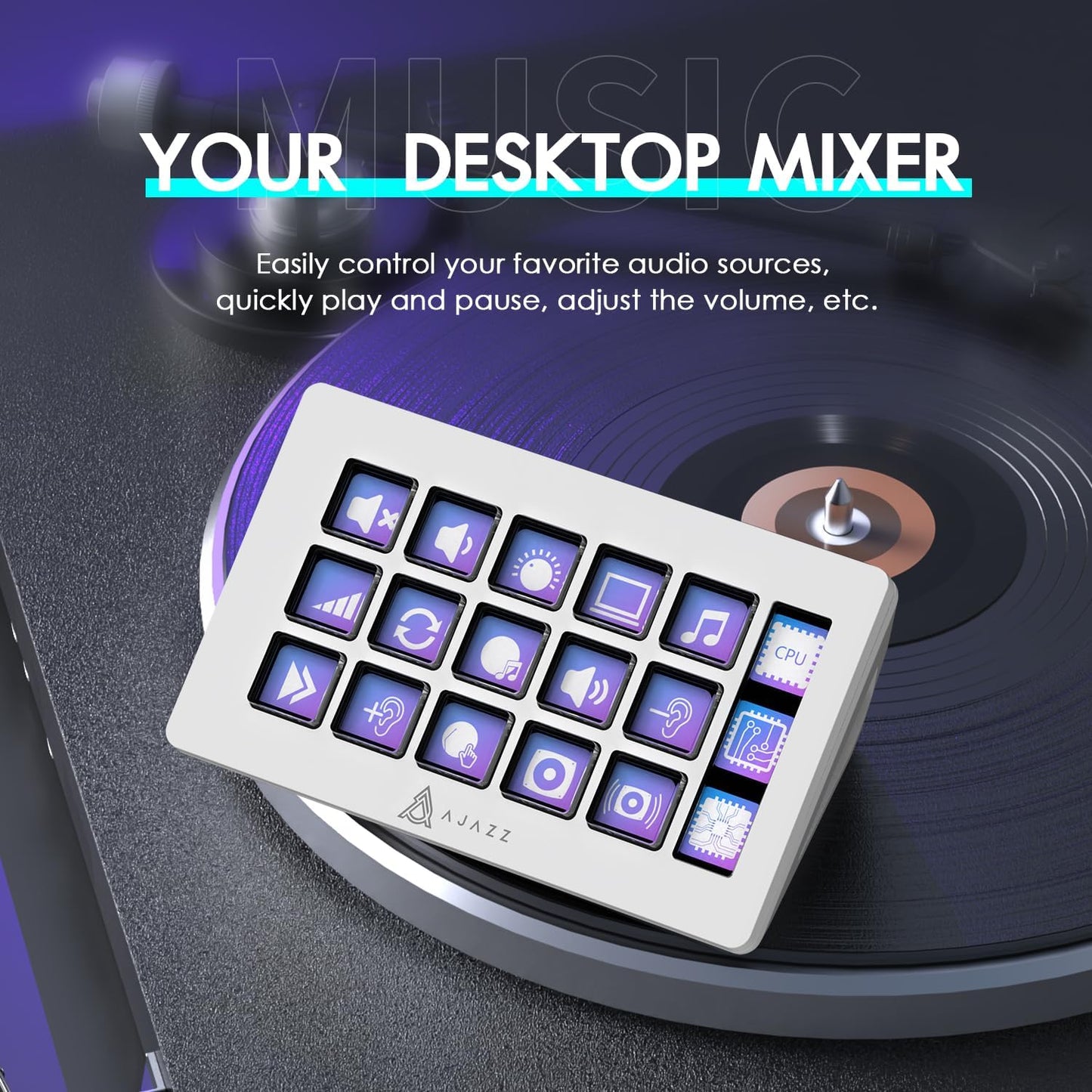 AKP153 Studio Controller, Stream Deck, 15 Macro Keys, Trigger Actions in Apps and Software Like OBS, Twitch, YouTube, Custom Console for Live Streaming, Photo and Video Editing, PC/Mac (White)