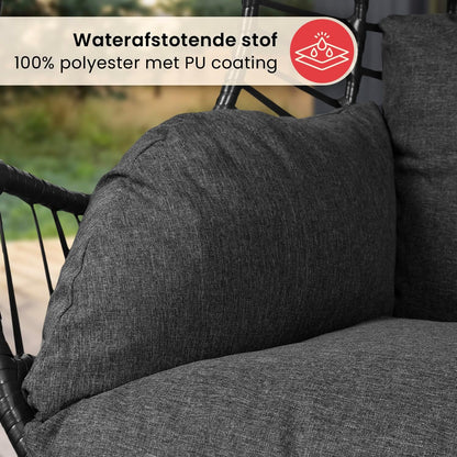 Swoods XXL Egg Hangstoel – Hangstoel met standaard – Voor Binnen en Buiten – Incl. Kussens – Egg Chair – Weerbestendig - Ei Stoel – tot 150kg (Donkergrijs)