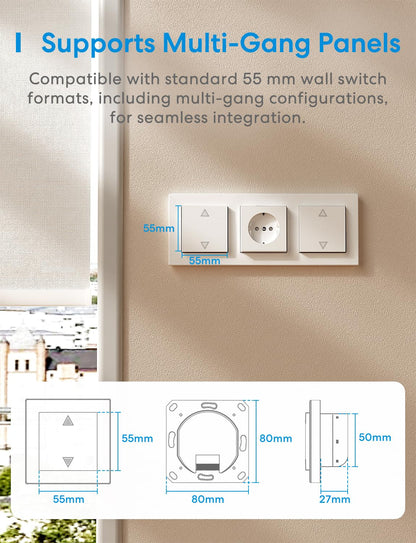 Meross Matte wifi-rolluikschakelaar, compatibel met Apple HomeKit Siri, Alexa, Google Assistant en SmartThings, WiFi Smart rolluiken (neutrale draad vereist), 4 stuks
