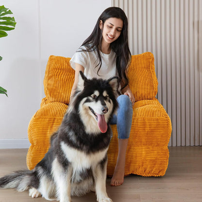 MAXYOYO Opvouwbare slaapbank, converteerbare slaapstoel met kussen, matras met rugsteun, draagbaar stoelbed, comfortabele lounge voor woonkamer, slaapkamer, oranje