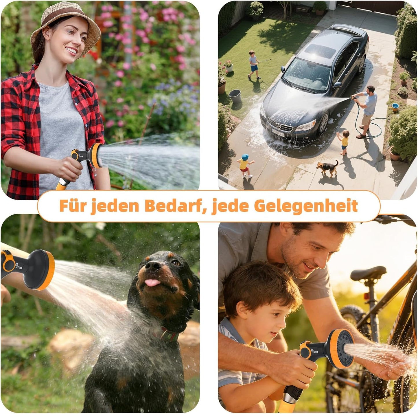 Wandgemonteerde slanghaspel 30 m + 2 m, slanghaspel met oprolmechanisme & 180 ° draaibaar, wandslangbox met vergrendelingsstop en 10 spuitmonden met patroon, voor tuinirrigatie en autowassen
