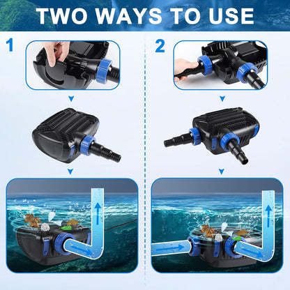 Super ECO stofpomp 70 W max. 8000L/H pomp voor buiten, fontein, aquarium, dompelpomp, waterpomp, waterpomp met filter en kabel, 10 m spaarpomp voor zwembad beek zwembad