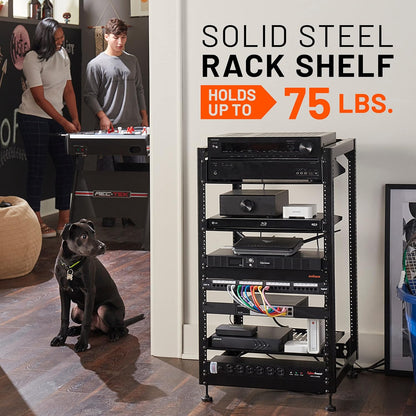 ECHOGEAR 3U Rack Shelf - Universeel ontwerp werkt met elk rack - Geschikt voor 75bs servers, netwerkapparatuur of AV-apparatuur - 15" diepe stalen plank met geventileerd ontwerp - Installatie hardware