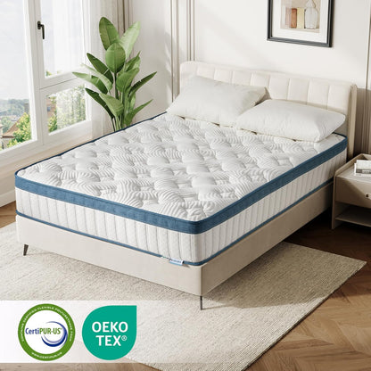 Tribesigns Mattress, 90 x 200 cm, Pocket Spring Mattress Hardness H2, Height 25 cm, Oeko-Tex and CertiPUR CertiPUR Certified, Washable Microfibre Cover, Spring Mattress with Memory Foam