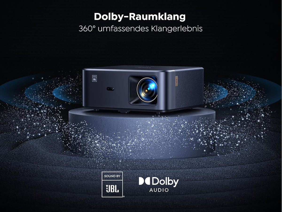 Beamer 4K met Android TV 12.0, Sound by JBL, Dolby audio, NFC, autofocus, automatische trapeziumcorrectie, WiFi6, Bluetooth, YABER K2s 1000 ANSI 1080p full HD-beamer, thuisbioscoop, outdoor, 300 inch