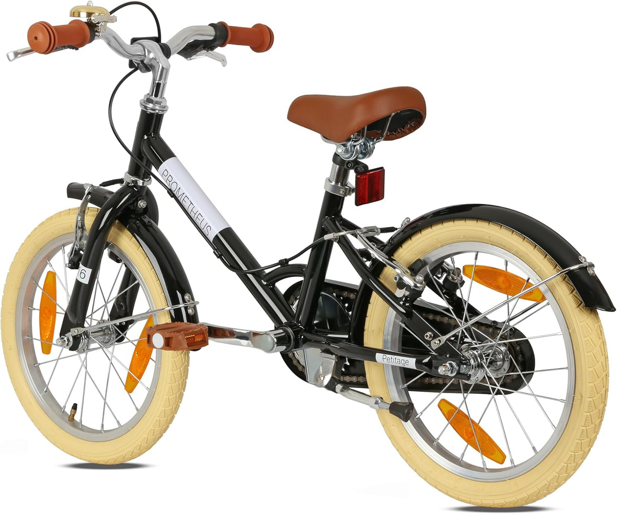 PROMETHEUS BICYCLES 16 inch retro kinderfiets vanaf 5 jaar voor jongens en meisjes zwart