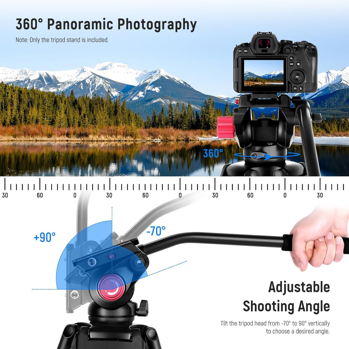 NEEWER 79"/200cm Video Statief, Heavy Duty Aluminium Camera Statief Stand met 360° Fluid Drag Head, QR Plaat Compatibel met Canon Nikon Sony en andere DSLR Camera Camcorder, Belasting tot 17,6lb/8kg