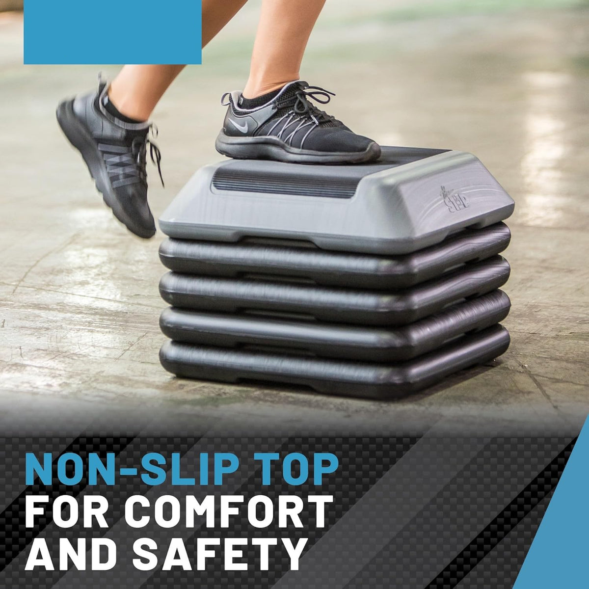 The Step Adjustable High Step Aerobic Platform with 4 Risers, Home Gym Workout Equipment, Fitness Trap Stepper Exercise Platform, Aerobic Exercise Equipment Made in USA - QUORE
