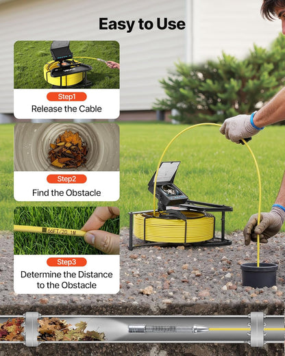 VEVOR Endoscoop 50 m, industriële endoscoop met HD-scherm, 480p, waterdichte slangencamera's, IP68, met 6 leds en 16 GB kaart voor leidingen