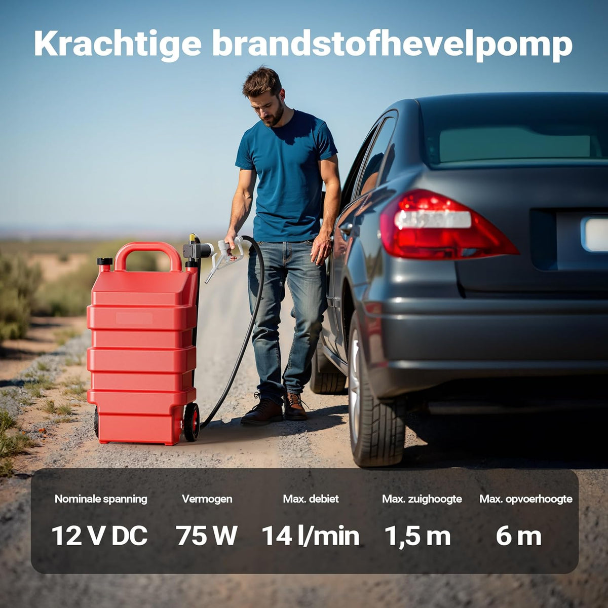 Mobiel tanksysteem – Mobiele brandstoftank – Draagbare brandstoftank – Mobiel benzinestation – Brandstofcontainer – 60 liter inhoud – 12 V pomp 75 W