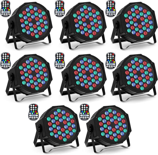 LED Spotlights – RGB Spotlampen – DJ Verlichting – Feestverlichting – Podiumverlichting – Oplaadbaar – Afstandsbediening met Timer – Set van 8