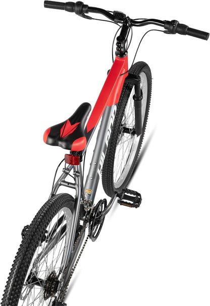 Hiland Mountainbike, 26 inch, 18 versnellingen, verende vork, aluminium frame, schijfrem voor mannen en vrouwen, MTB oranje fiets