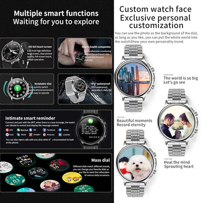 Smartwatch Dames met Bellen/Kiezen via Bluetooth, Smart Watch voor Dames, Slaapmonitor Menstruatie volgen, Calorie Stappenteller Stopwatch Smart Activity-Armband voor Android iOS (Zilver Staal)