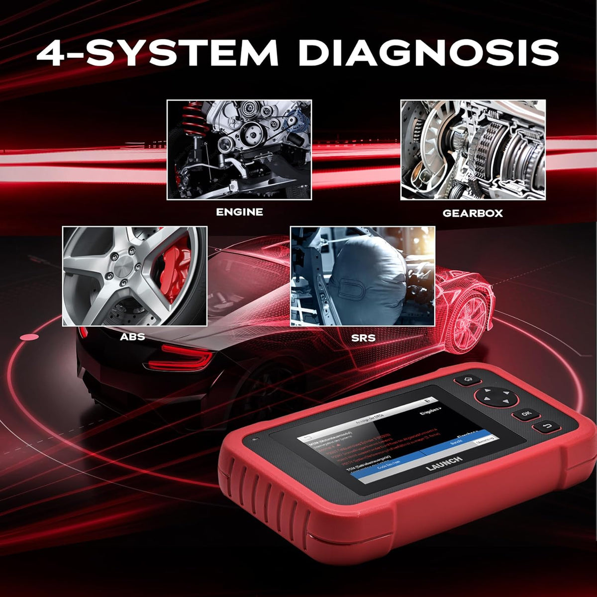 OBD2 Diagnosetool – Auto Scanner – Foutcode Lezer – Voertuig Diagnostiek – EOBD Tester – 4-Systemendiagnose Motor ABS SRS Automaat – 13 Servicefuncties Wi-Fi Updates Touchscreen