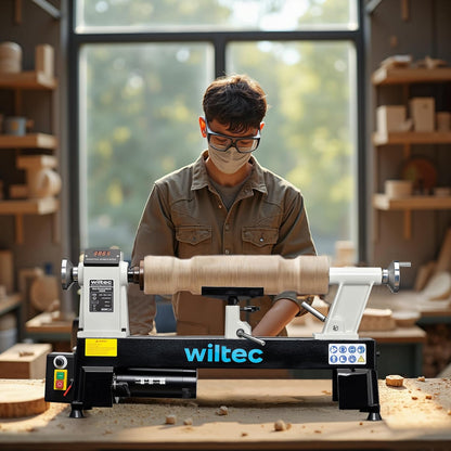 Wiltec houtdraaibank 550 W voor houtbewerking draaibank voor hout werkbank gereedschap variabele snelheid 650-3800 rpm 3 standen draaimachine houtmachine houtwerkbank