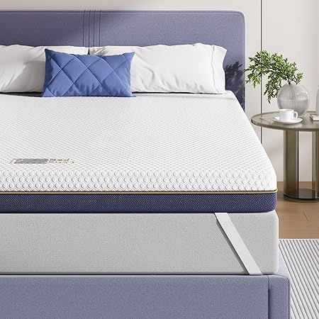 Topper 120 x 200 cm – Matrasverbeteraar – Matras Topper – Matrassenschuim – Matraskussen – 10 cm Dik – Dubbelzijdige Hardheid H3 & H4 – Gel Memory Foam – Antislip & Wasbare Hoes