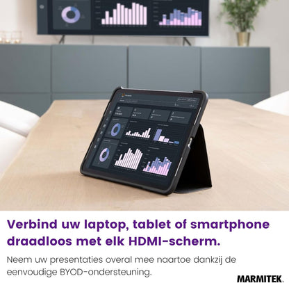 Wireless HDMI Extender Marmitek Stream S2 Pro - Presenteren zonder app - 1080p/60Hz, AirPlay & Miracast, tot 20 zenders - Plug & Play in vergaderruimte - HDMI zender draadloos