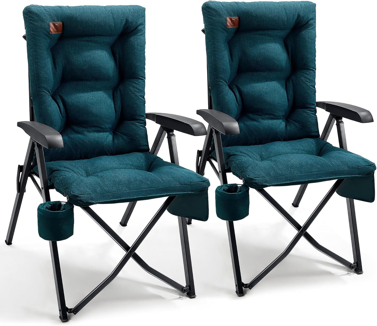 Ever Advance Luxe campingstoelen voor volwassenen, 2 stuks, heavy-duty, hoge rugleuning, oversized, opvouwbare tuinstoel, comfortabel, 6 cm gewatteerd, 150 kg draagkracht, verstelbare stoelen voor