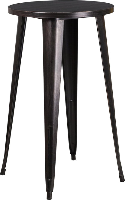 Flash Furniture Ronde tafel voor binnen-buiten, metaal, zwart/antiek goud, 101,6 x 66,04 x 12,7 cm