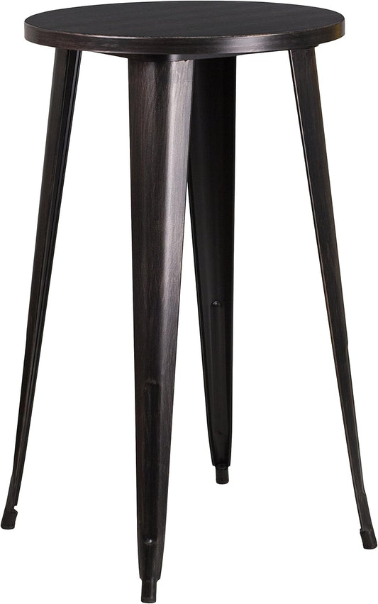 Flash Furniture Ronde tafel voor binnen-buiten, metaal, zwart/antiek goud, 101,6 x 66,04 x 12,7 cm