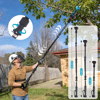 Bostar Elektrische tuinschaar, 40 mm, met telescoopstang met 2 x 2000 mAh batterijen, 2-in-1 set, elektrisch, voor het snoeien van bomen, erf
