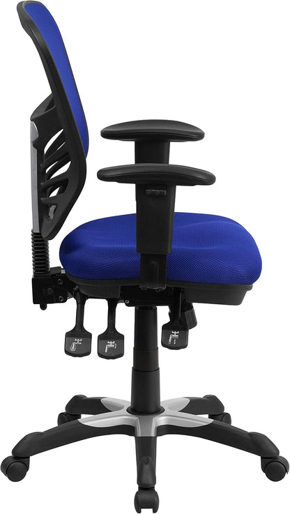 Flash Furniture Bureaustoel, metaal, blauw, 69 x 65 x 112 cm