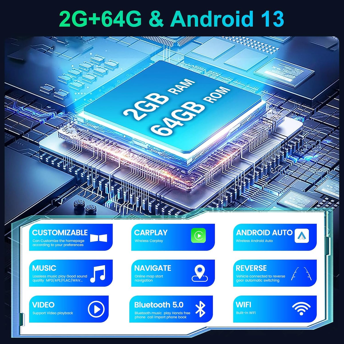 [2+64G]Android 13 Autoradio voor BMW E46 Series 3 1999-2005 met Wireless Carplay & Android Auto - 9 Inch Touchscreen Autoradio met WiFi GPS Mirror Link DSP FM/RDS Radio SWC + AHD Achteruitrijcamera