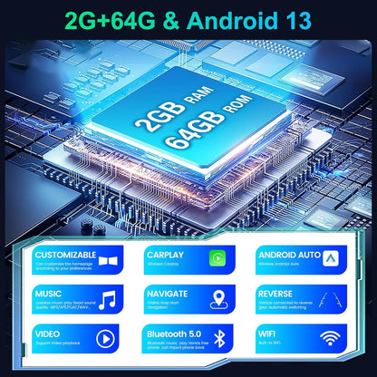 [2+64G]Android 13 Autoradio voor Peugeot 308 408 2007-2015 met Wireless Carplay & Android Auto - 9 Inch Touchscreen Autoradio met WiFi GPS Mirror Link DSP FM/RDS Radio SWC + AHD Achteruitrijcamera