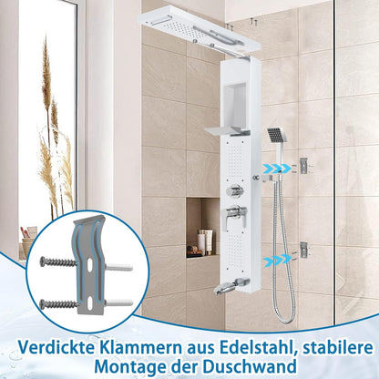 Douchepaneel – Douchesysteem – Douche Set – Douchekolom – Regendouche – Roestvrij Staal 304 – 4 Straalsoorten & Anti-Kalk Nozzles – Wit