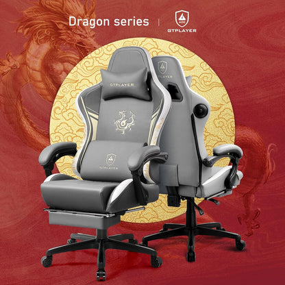 Gamingstoel – Bureaustoel – Gamestoel – Computerstoel – Stoel Grijs – Bluetooth Surround Speakers – Ergonomisch Met Voetsteun