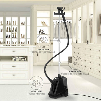 Staande kledingstomer Zwart – Kledingstomer – Stoomstrijkijzer – Stoomapparaat – Verticale stomer – 2000 W, 40 g/min – Afneembaar 3,5 liter reservoir, klaar in 45 seconden