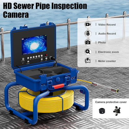 Inspectiecamera voor pijpleiding, afstandsmeter, 7 inch, endoscopische camera, leiding, met DVR, 30 m, industriële endoscoopkabel, IP68, waterdicht, met 12 ledlampen, SD-kaart 32 G
