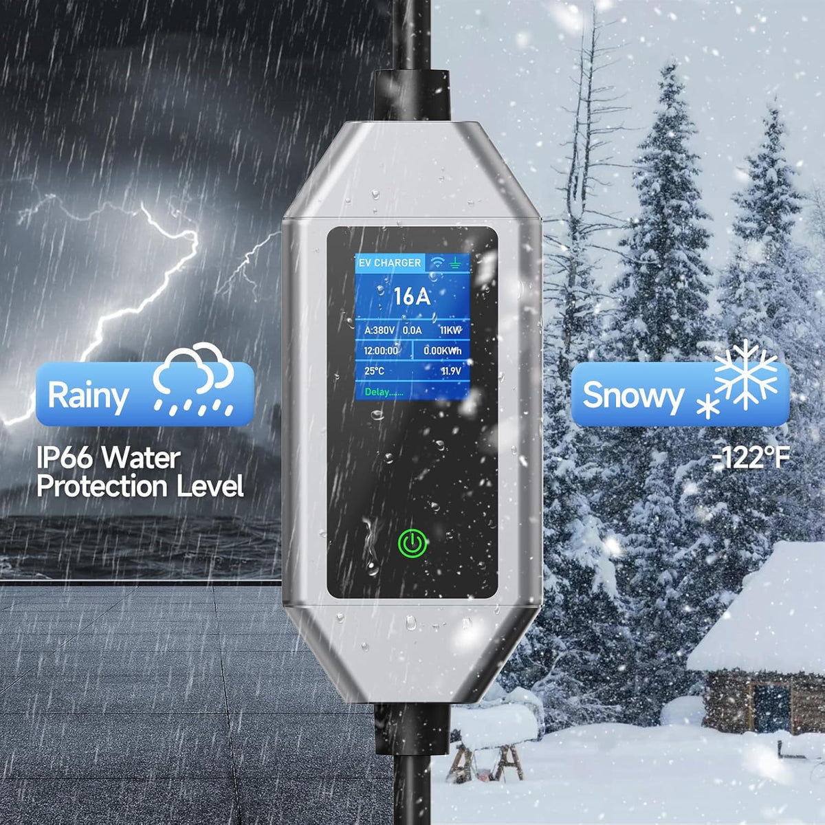 Oplaadkabel Type 2 – Laadkabel Elektrische Auto – EV Oplader – Mobiele Laadkabel – Type 2 Kabel – 11 kW 3-Fase – 7 Meter Met App-Bediening
