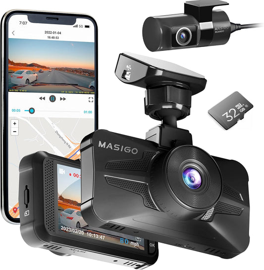 Dashcam Voor En Achter – Dubbele Dashcam – Dashboardcamera – Autocamera – Auto Camera – 1080P 60 Fps Met Wifi En GPS – Nachtzicht, G-Sensor En Parkeermodus