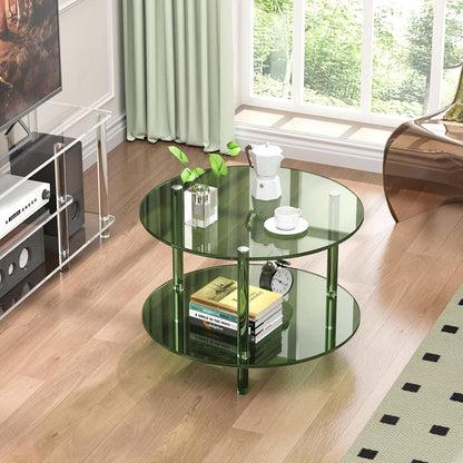 Acrylic Coffee Table, Small Round Modern Coffee Table for Living Room (Green)