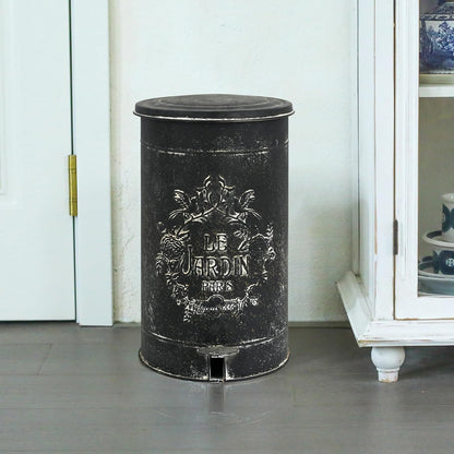 Z&Z ornamentorum Vuilnisemmer voor de keuken, groot, 17 liter, retro ijzeren pedaalemmer voor binnen en buiten, afvoer in de tuin, grote capaciteit, pedaalemmer, afvalemmer, keukenafvalemmer