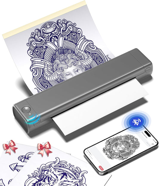 Phomemo M08F Tattoo Thermal Template Machine, A4 Professional Printer Machine, Drawing, Temporary and Durable Tattoos, with 10 Pieces Tattoo Paper - QUORE