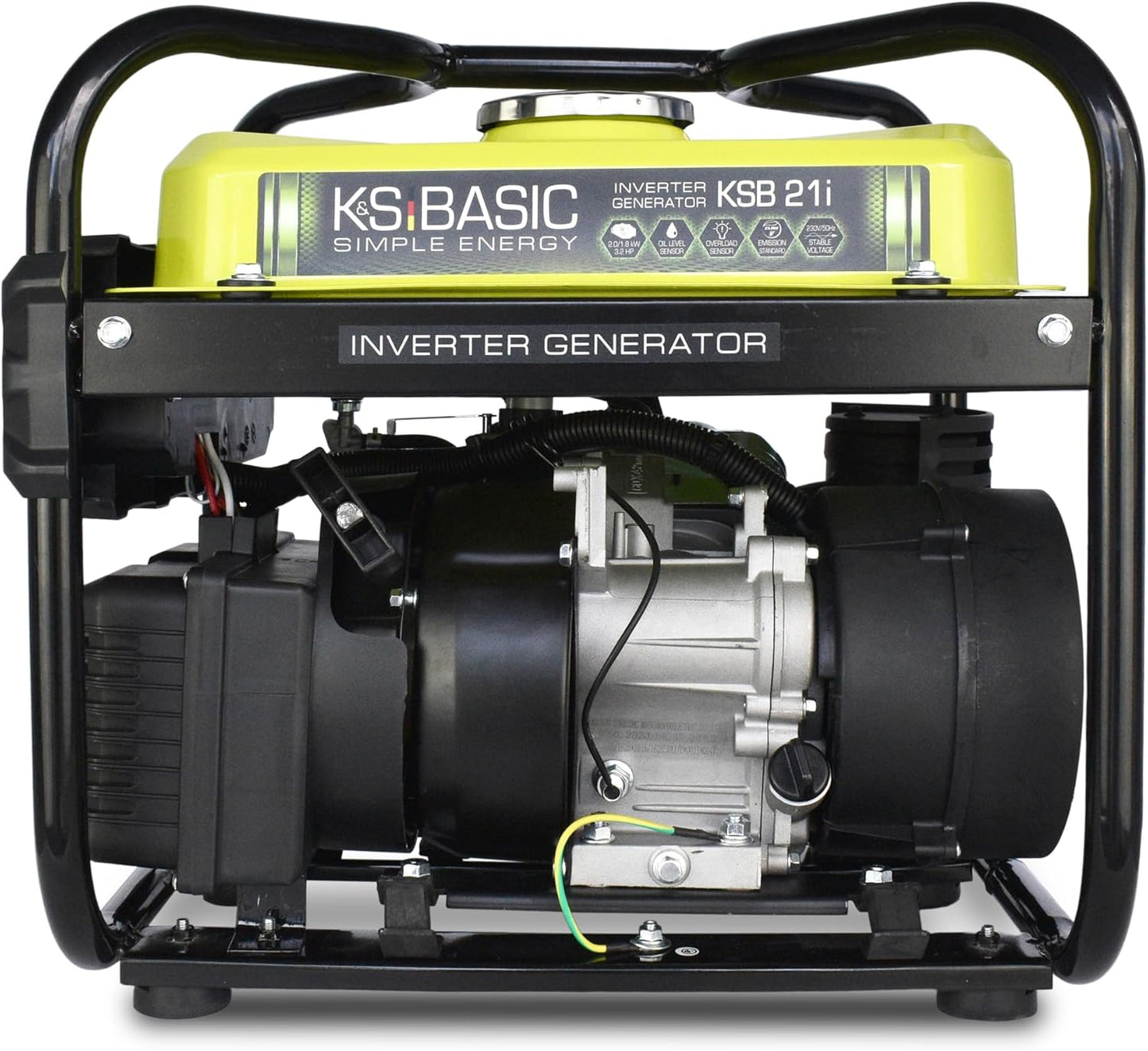 K&S Basic KSB 21i – 4-takt benzine-stroomgenerator, invertergenerator 2,9 pk met automatische spanningsregelaar, olietekort beveiliging, uitlaatgasnorm EURO V, 2000 W, 2 x 16 A (230 V) voor kamperen