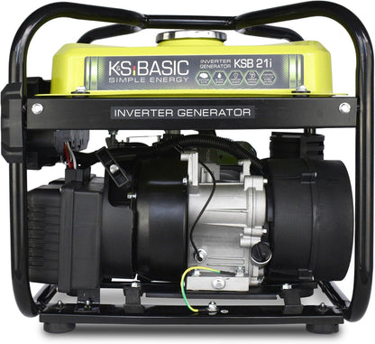 K&S Basic KSB 21i – 4-takt benzine-stroomgenerator, invertergenerator 2,9 pk met automatische spanningsregelaar, olietekort beveiliging, uitlaatgasnorm EURO V, 2000 W, 2 x 16 A (230 V) voor kamperen