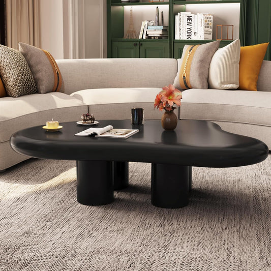 Guyii Cloud Coffee Table, Minimalist Central Living Room, Irregular Four Legs Coffee Table (Black 0.9m) - QUORE